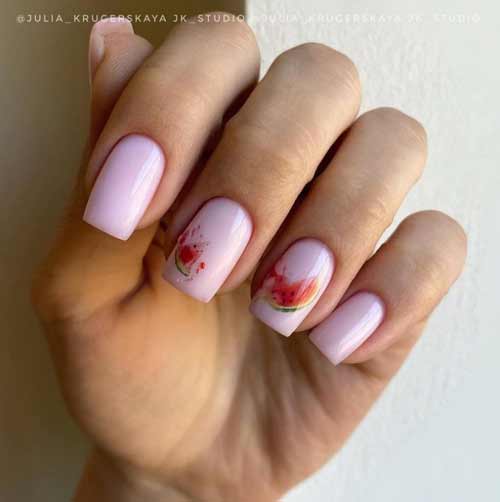 Manicure with a watermelon pattern