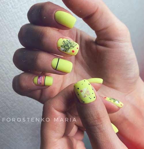 Bright summer design short nails