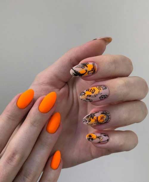 Bright orange manicure