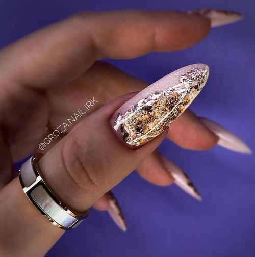 Long sharp nails with foil