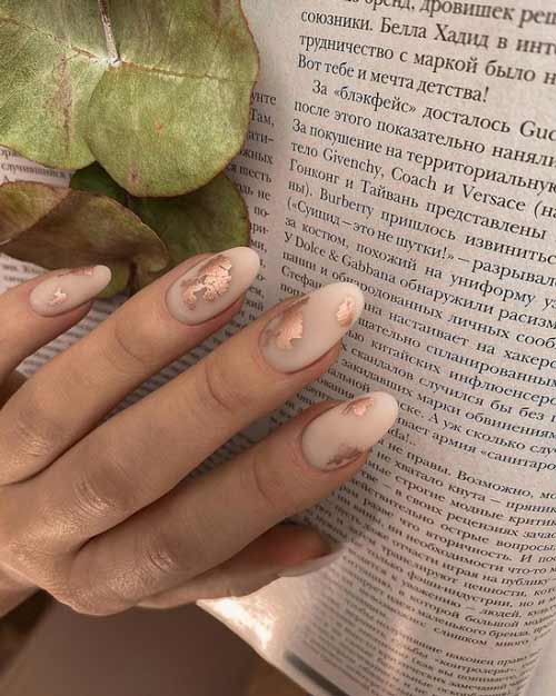 Foil Matte Nude Nails