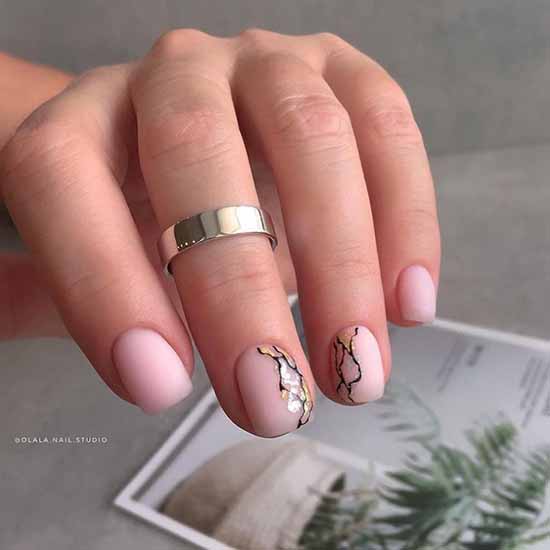 Nude manicure with foil 2021: photos, news