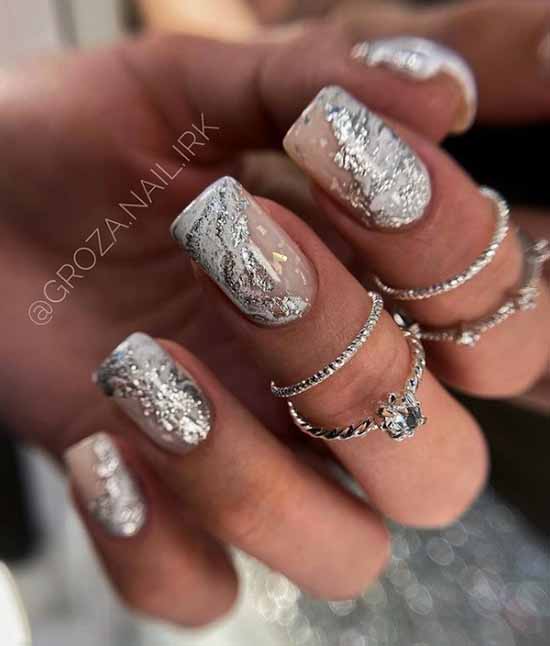 Nude manicure with foil 2021: photos, news