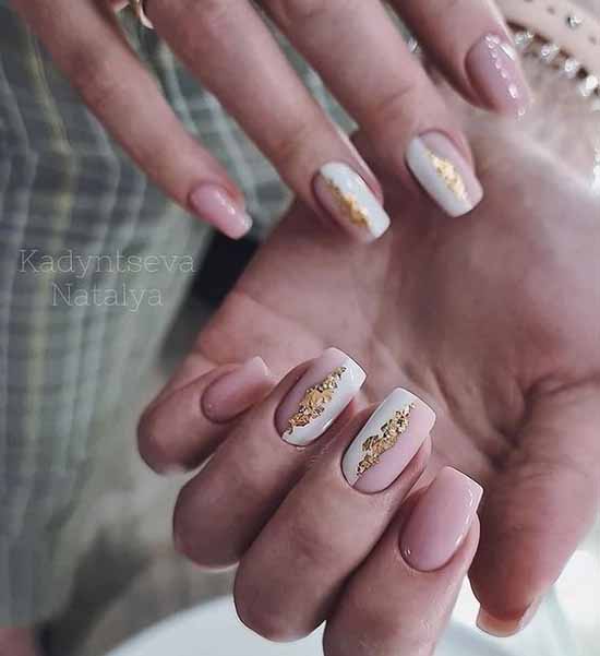 Nude manicure with foil 2021: photos, news