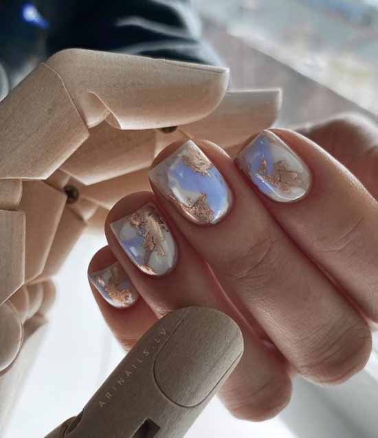 Nude manicure with foil 2021: photos, news