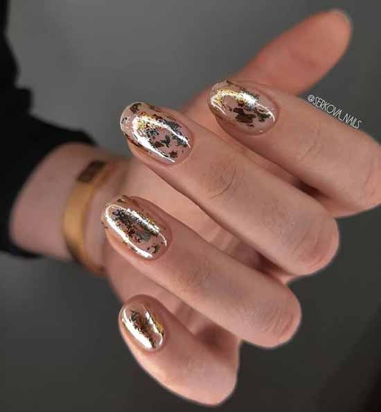 Nude manicure with foil 2021: photos, news