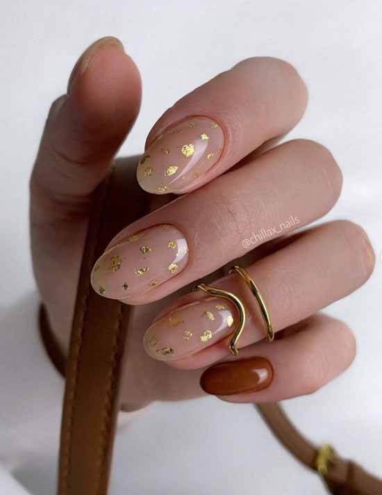 Nude manicure with foil 2021: photos, news