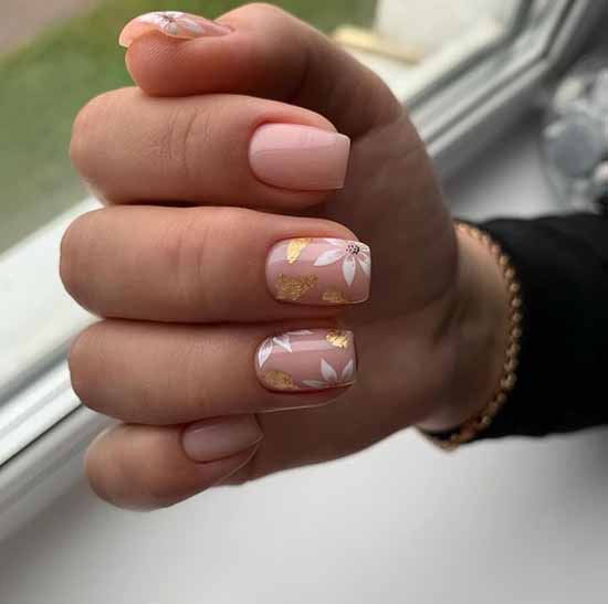 Nude manicure with foil 2021: photos, news