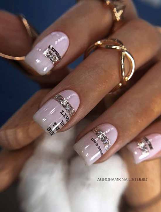 Delicate pink manicure with decor