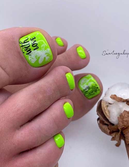 Neon green pedicure