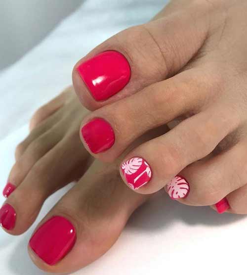 Red pedicure summer