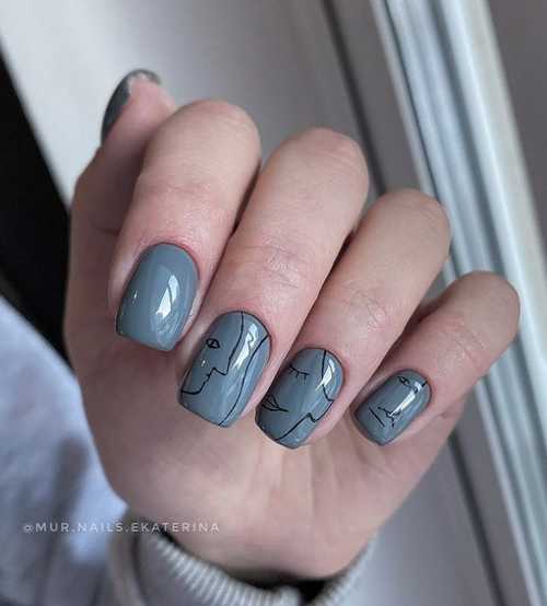 Gray manicure minimalism