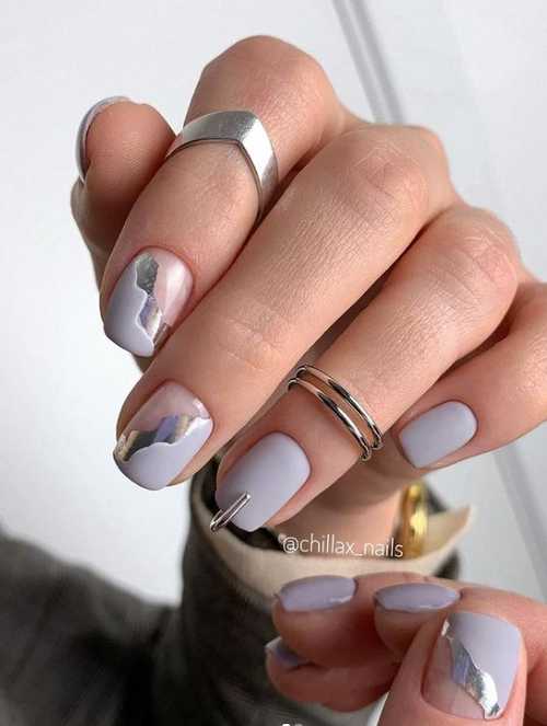 Manucure grise 2021-2022: design, ongles dans les tons gris, photo