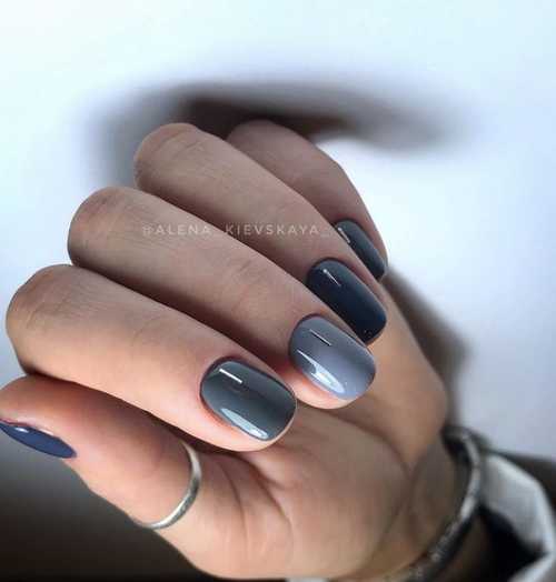 Manucure grise 2021-2022: design, ongles dans les tons gris, photo