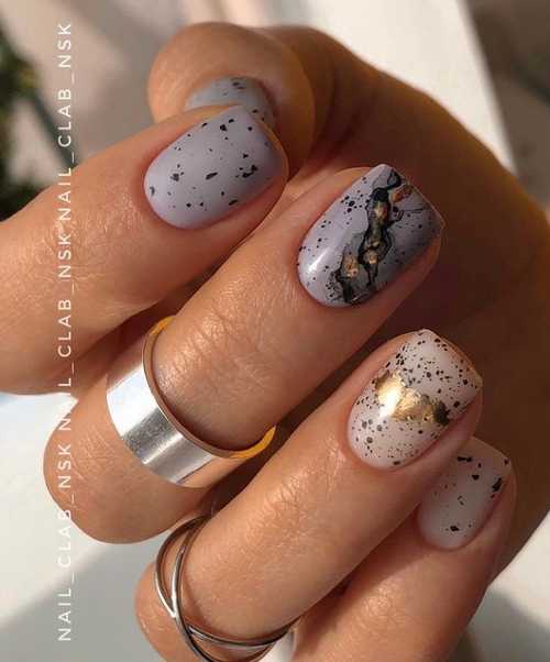 Gray with potal manicure