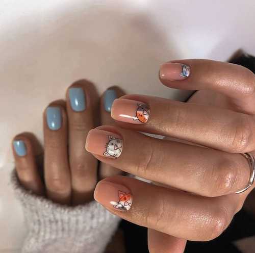 Different hands gray nail design