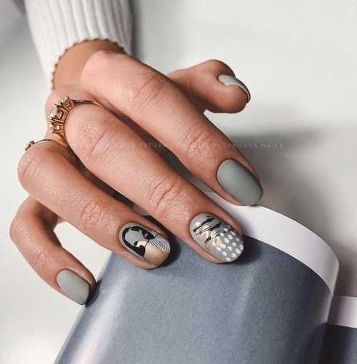 Manucure grise 2021-2022: design, ongles dans les tons gris, photo