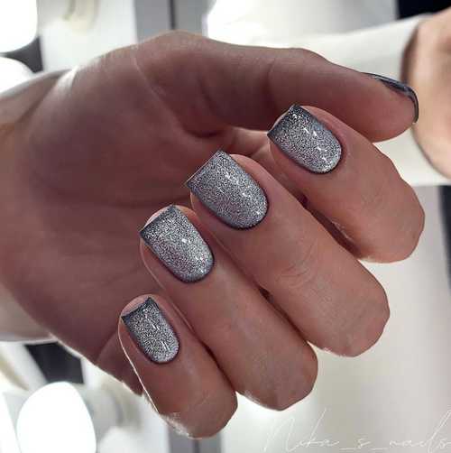 Gray cat eye design nails