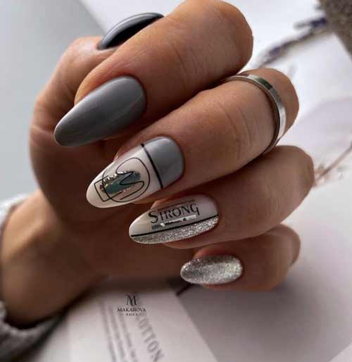 Manucure grise 2021-2022: design, ongles dans les tons gris, photo