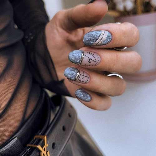 Gray textured concrete manicure