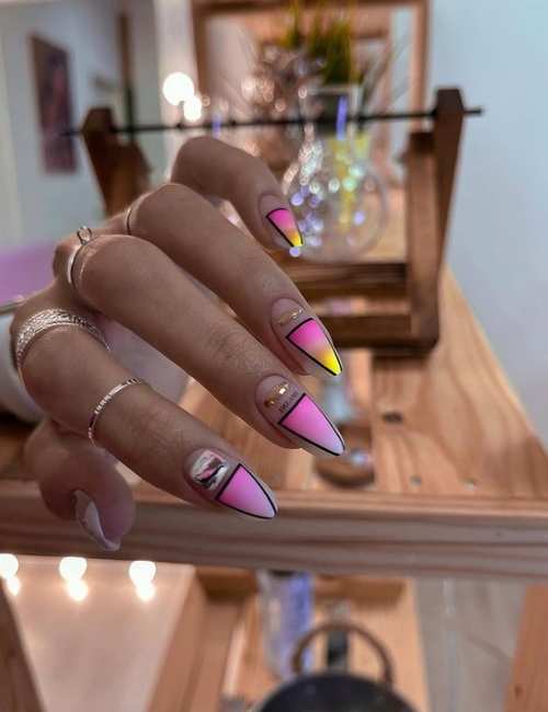 Long nails in pastel colors spring