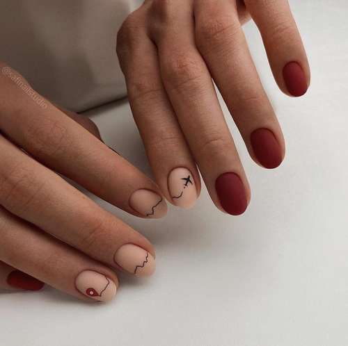 Two-tone red-pink manicure