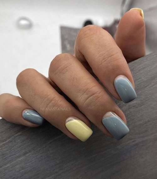 Two-tone manicure: photo, combination of two colors in nail design