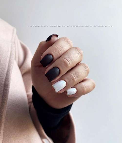 Black and white classic manicure