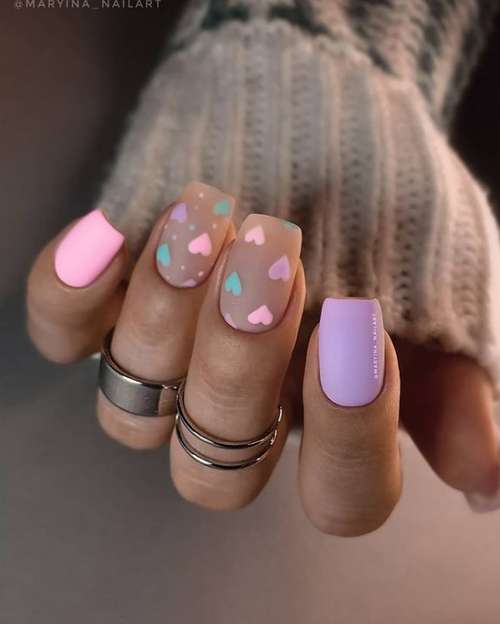 Pastel two colors manicure