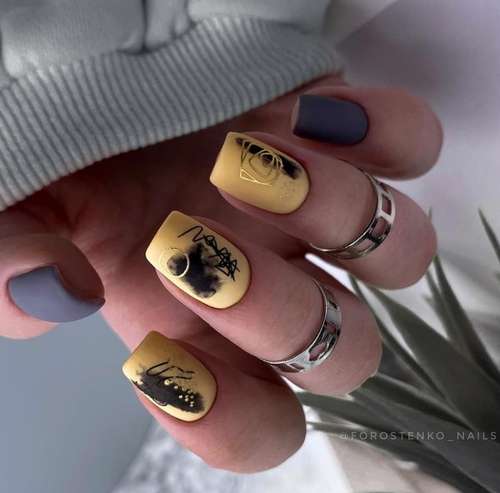 Yellow two-tone manicure