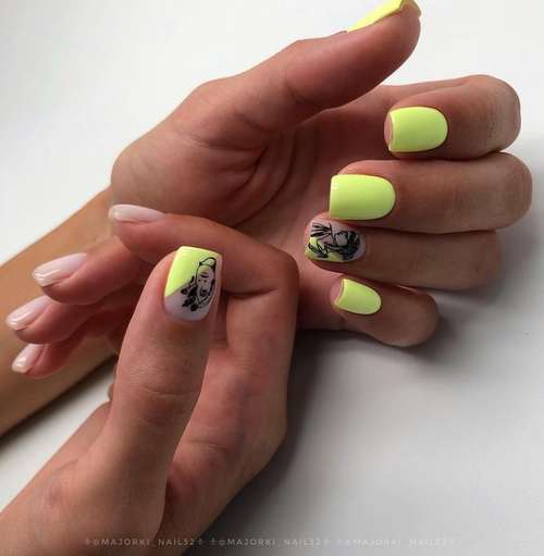 Two-tone manicure: photo, combination of two colors in nail design