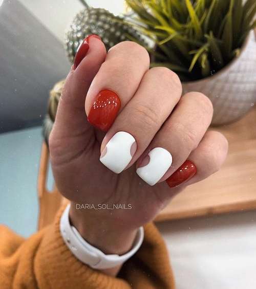 Two-tone manicure: photo, combination of two colors in nail design