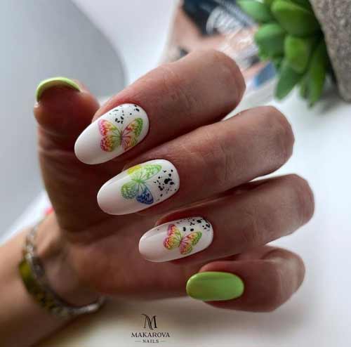 Spring manicure with butterflies