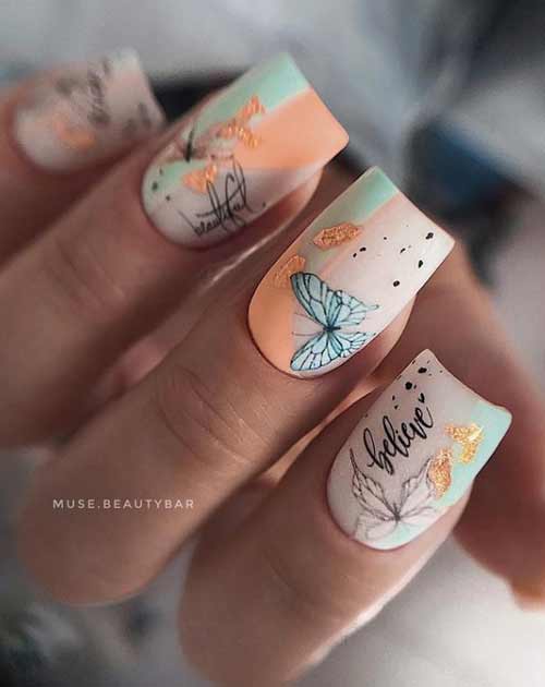 Manucure papillon sur les ongles