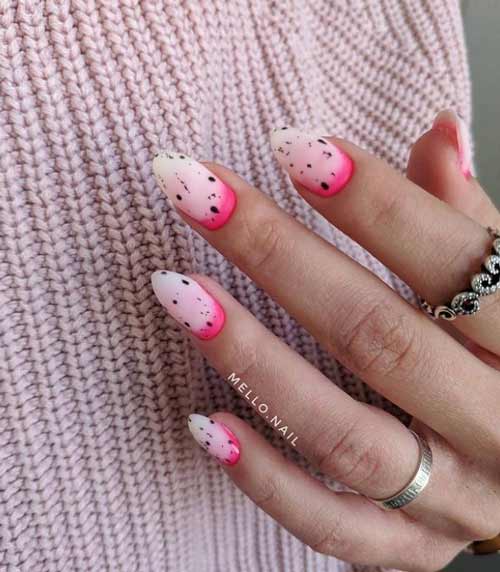 Ombre in neon pink shades nails