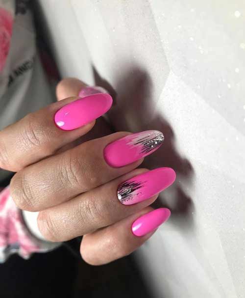 Neon pink long nails