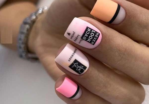 Manicure in pink tones new designs with drawings