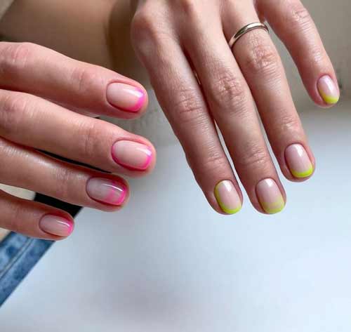 Pink manicure short nails