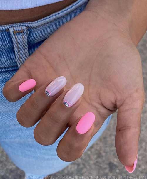 Lunar pink matte manicure