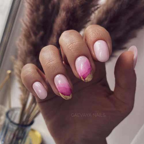 Pink manicure with foil photo