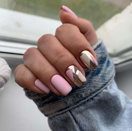 Pink manicure with rub