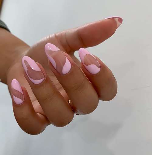 Pink lines manicure