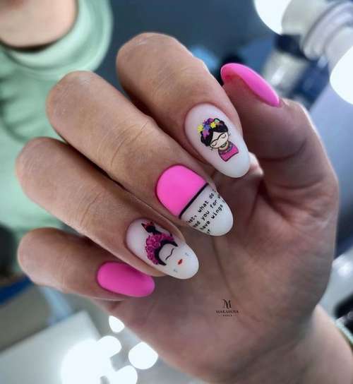 Pink neon manicure