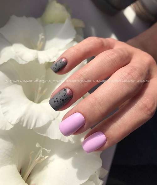 Manicure short nails in pink tones