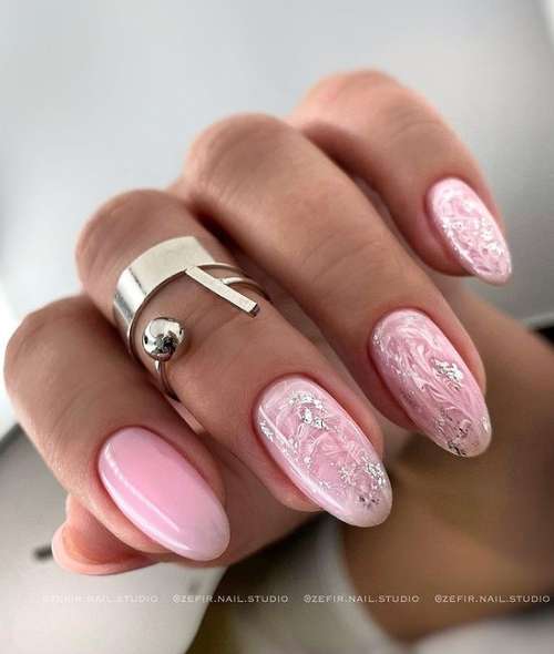 Delicate pink manicure