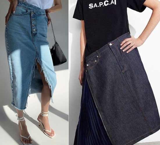 How to wear a denim midi skirt