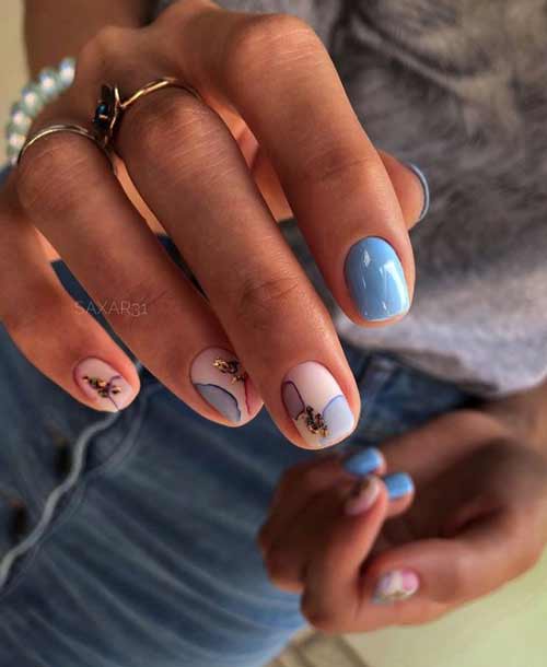 Short blue manicure