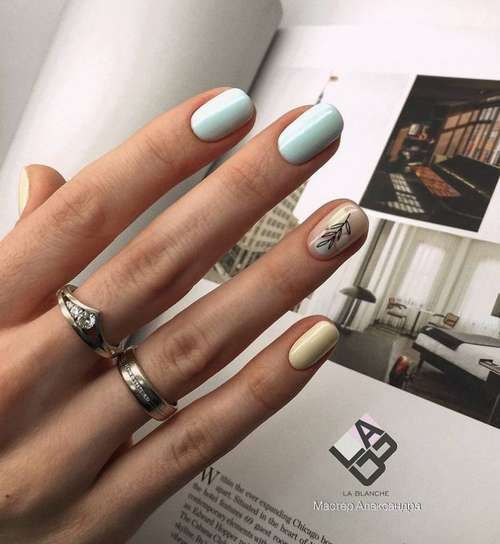 Delicate blue manicure