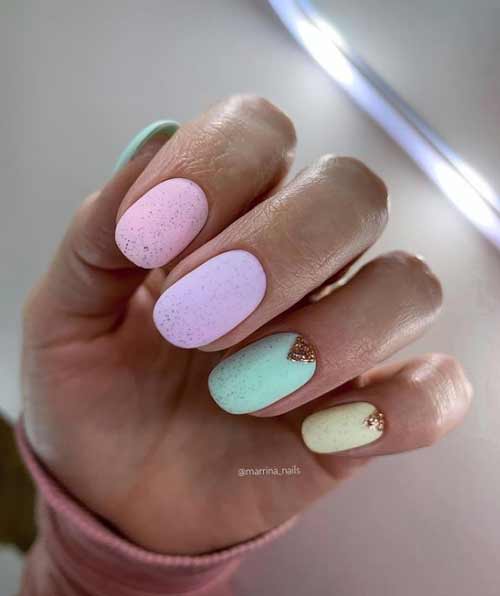 Lilac with mint yellow and pink