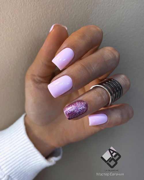 Lilac glitter manicure